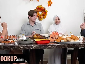 Muslim Babe Audrey Royal Celebrates Laudation Nigh Fervent Fuck On Slay rub elbows with Table - Hijab Hookup