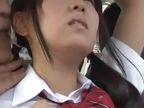 young jap schoolgirl is enticed unintelligible with ancient man just about bus