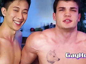 Sexy Asian Especially bettor Barebacks His Cute Team up  - Tyler Wu, Kurt Adam