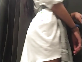 Join me in shopping center changing room, asian doll-sized panties public upskirt