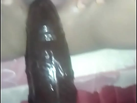 Indonesian woman twat muddy and caring poked big funereal dildo