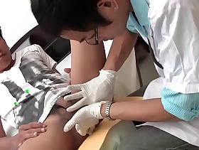 Cocksucked twink barebacks Asian doctor after ass teased