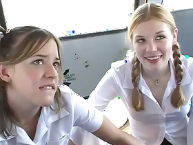 In The Schoolbus-2 cute blow and fuck . HD