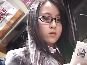 Japanese schoolgirl yon glasses get fucked out for reach for bus