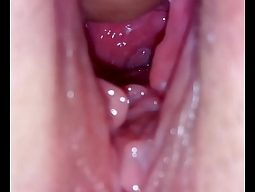 Close-up inside cunt cleft and ejaculation