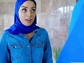 Teensy-weensy muslim girl gets twat fucked by two dopey movers