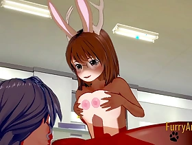 Furry hentai - deer-rabbit & horse boobjob plus fucked - anime manga japanese yiff