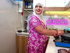 My Hijabi muslim stepmom takes help from my Teacher for exam, teacher fucked hard my stepmom in kitchen more Clear Hindi Audio.