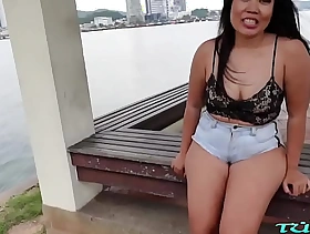 Thick assed Thai tot with shaved pussy gets fucked immutable by white guy she just met